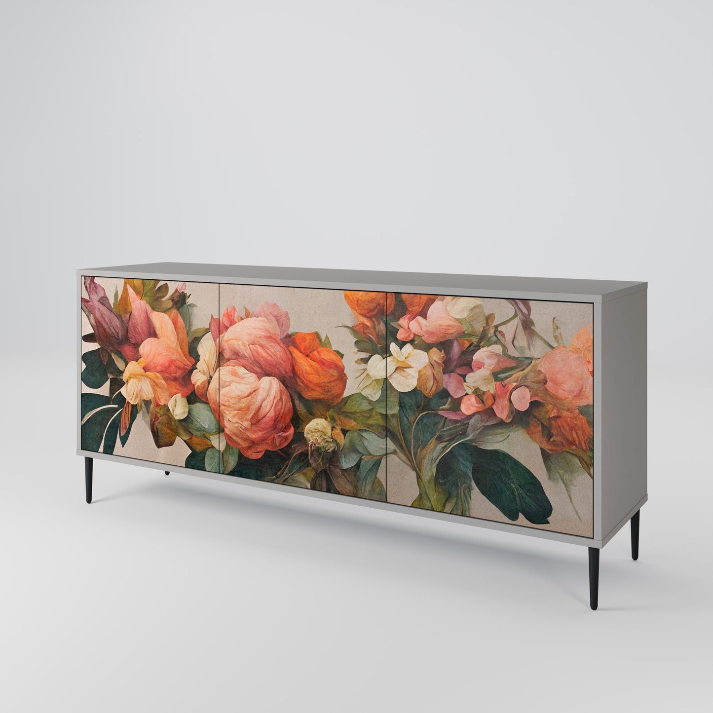 STYLISH BEAUTY 3-Door Sideboard in Grey Finish