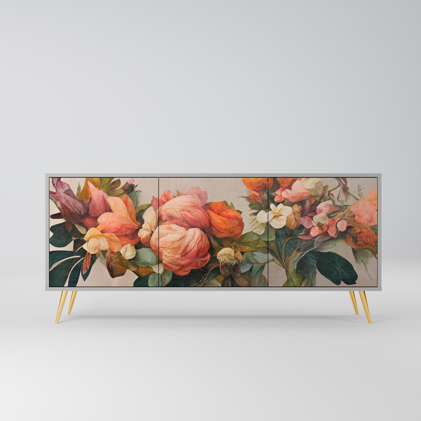 STYLISH BEAUTY 3-Door Sideboard in Grey Finish