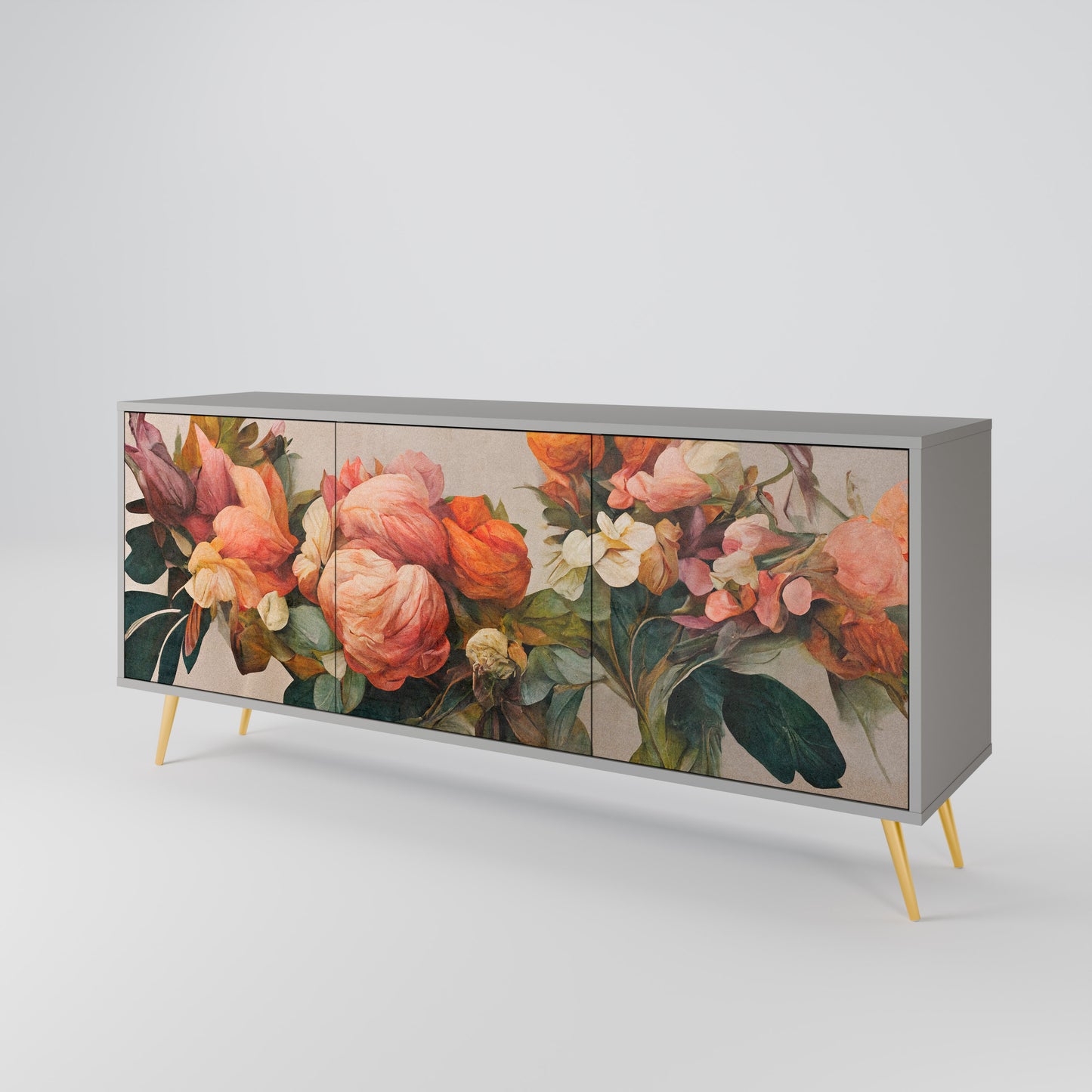 STYLISH BEAUTY 3-Door Sideboard in Grey Finish