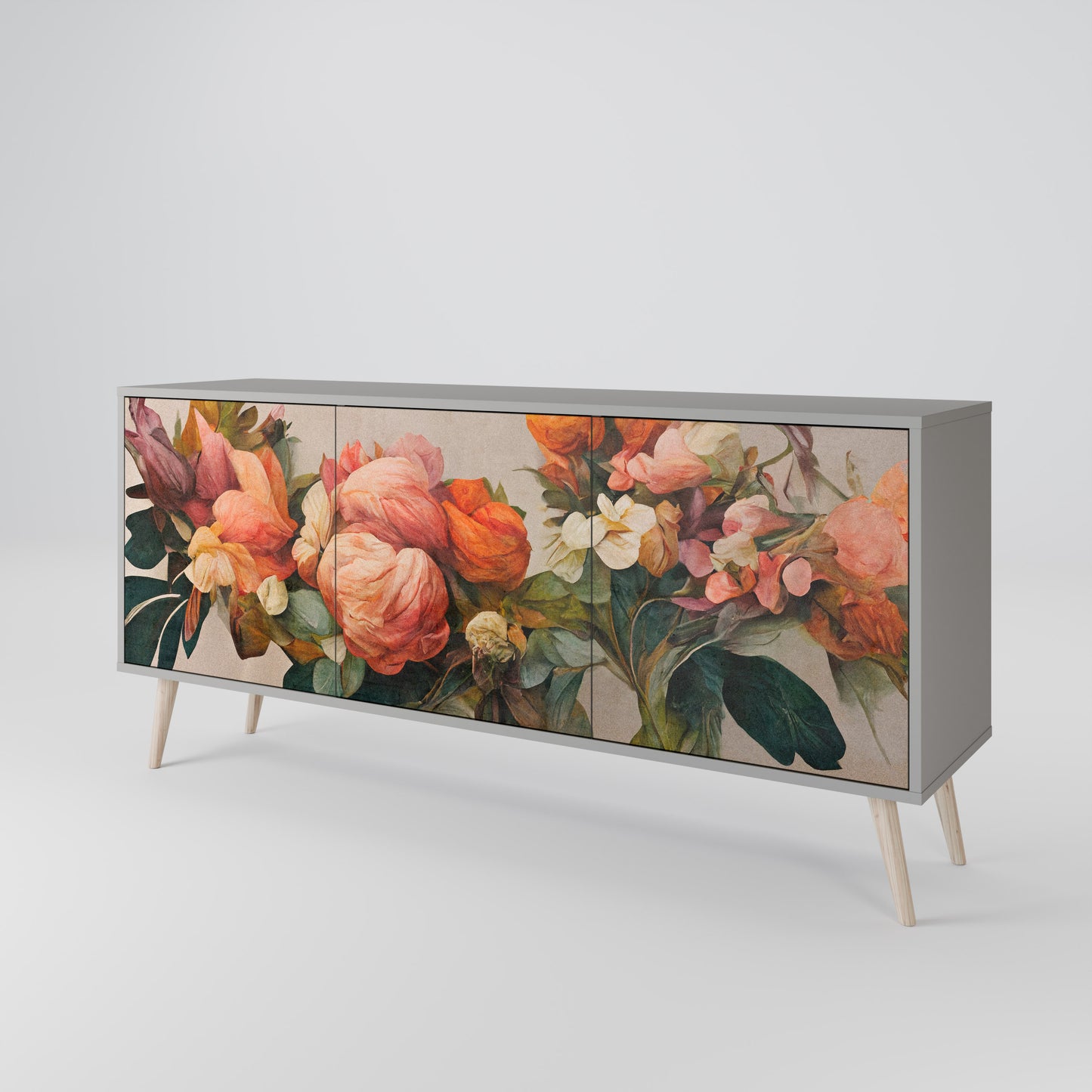 STYLISH BEAUTY 3-Door Sideboard in Grey Finish