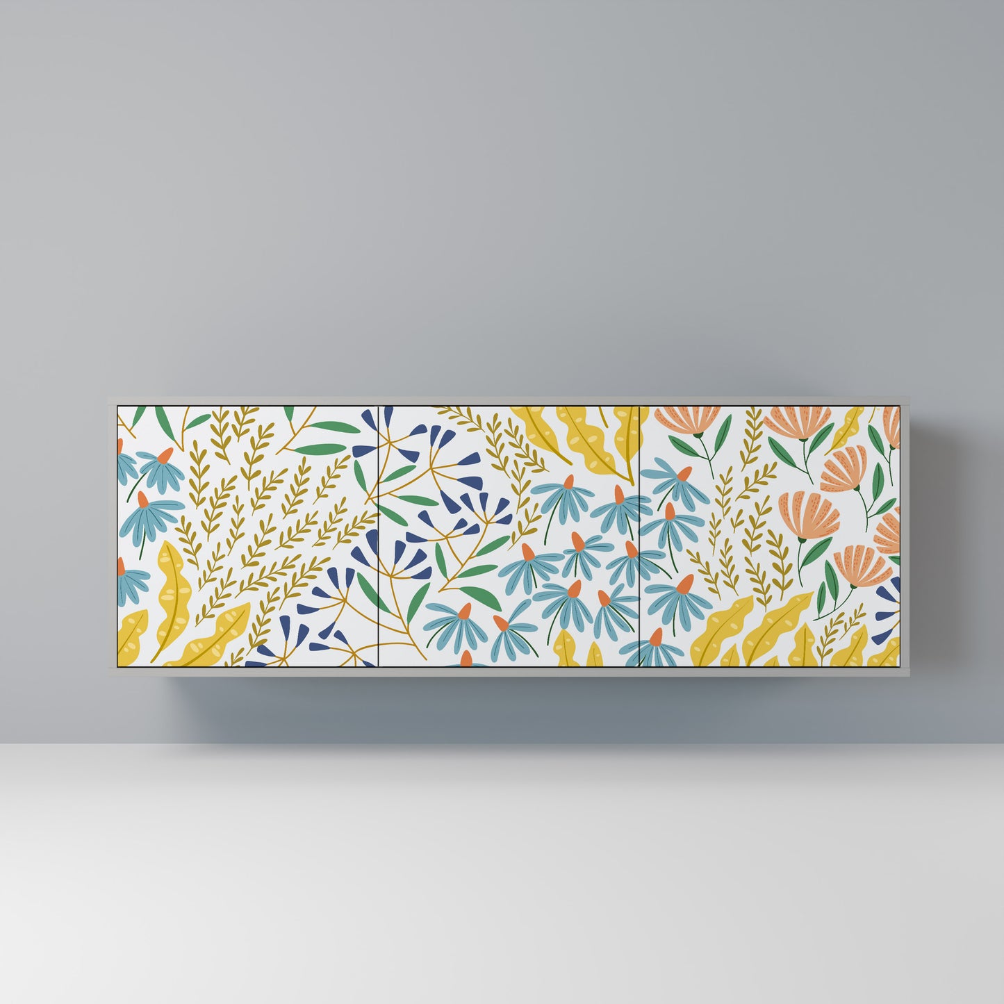HELLO SPRING 3-Door Sideboard in Grey Finish