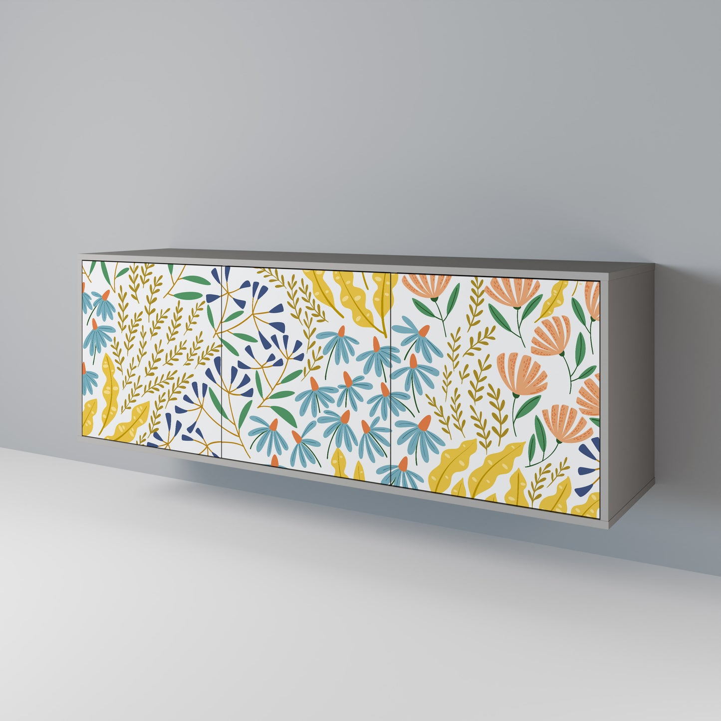 HELLO SPRING 3-Door Sideboard in Grey Finish