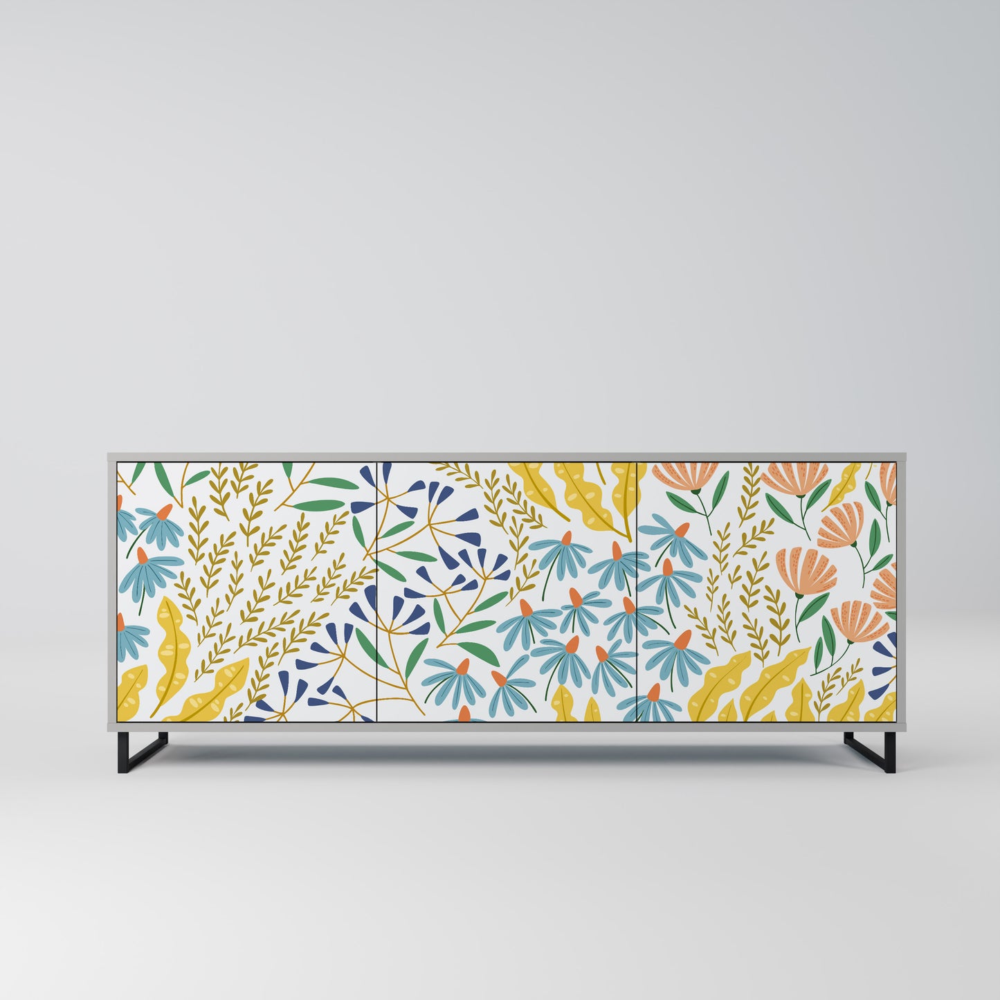 HELLO SPRING 3-Door Sideboard in Grey Finish