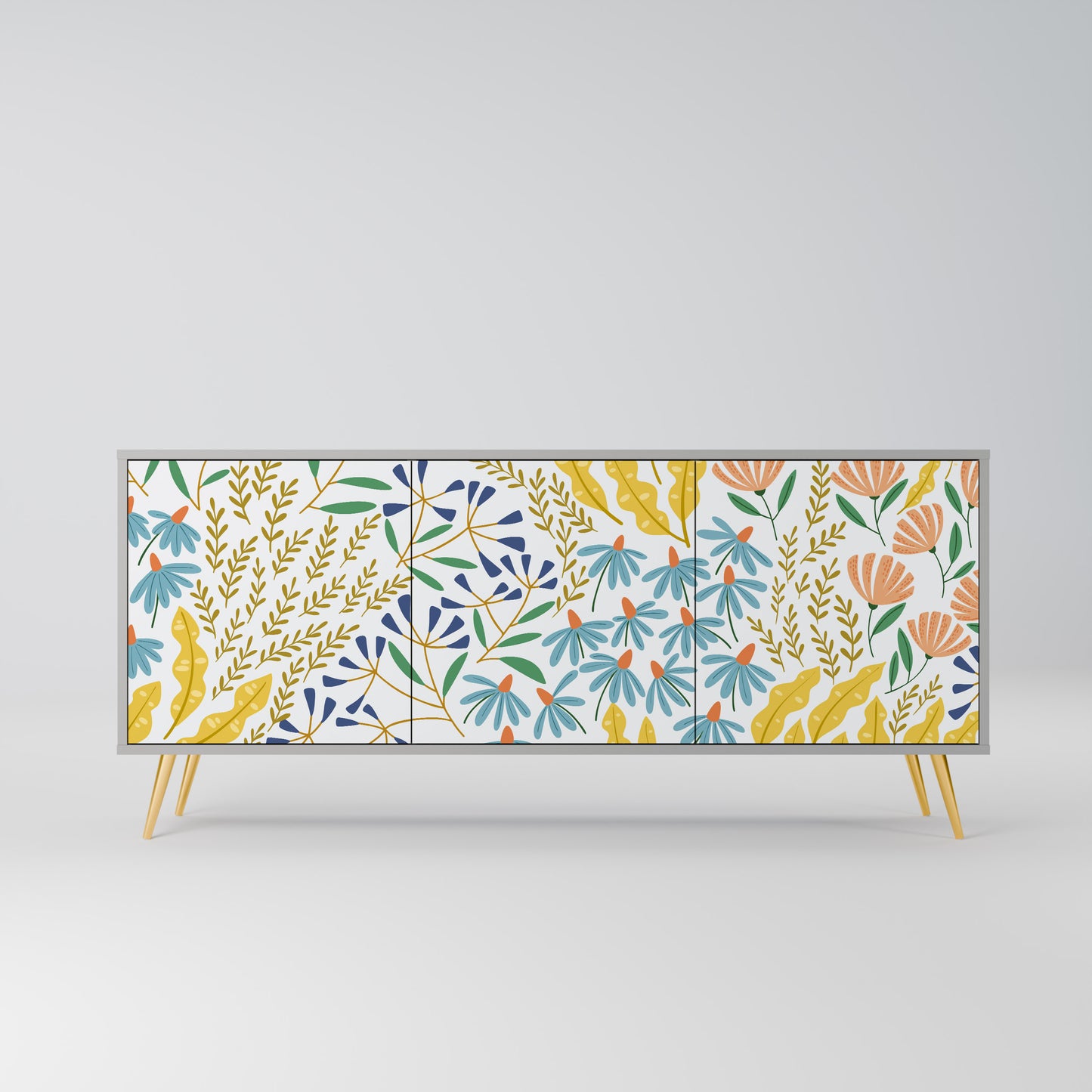 HELLO SPRING 3-Door Sideboard in Grey Finish