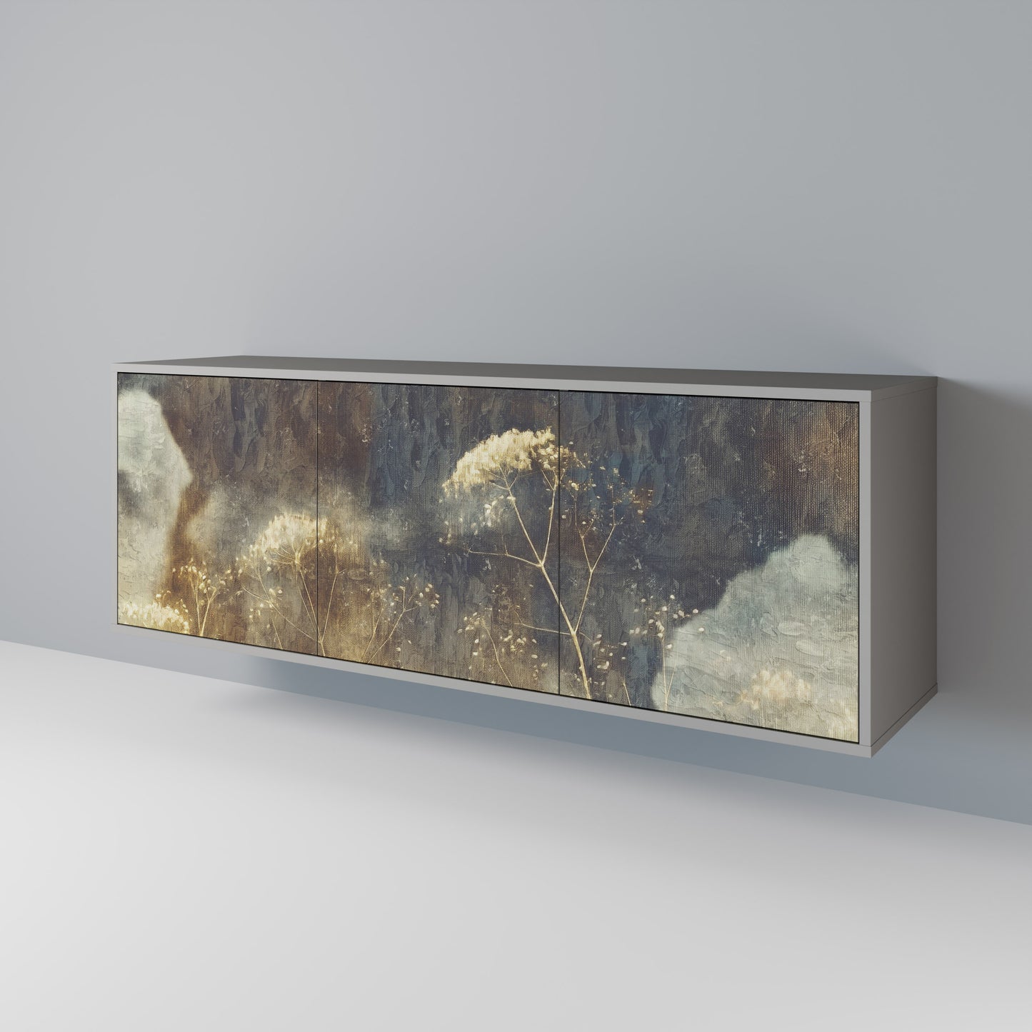 GENTLE POWER 3-Door Sideboard in Grey Finish