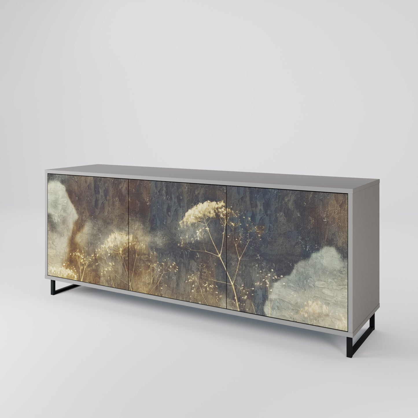 GENTLE POWER 3-Door Sideboard in Grey Finish