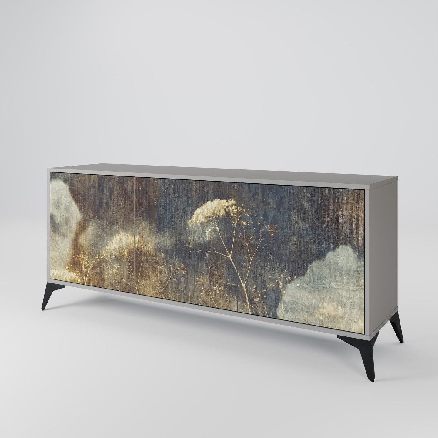 GENTLE POWER 3-Door Sideboard in Grey Finish