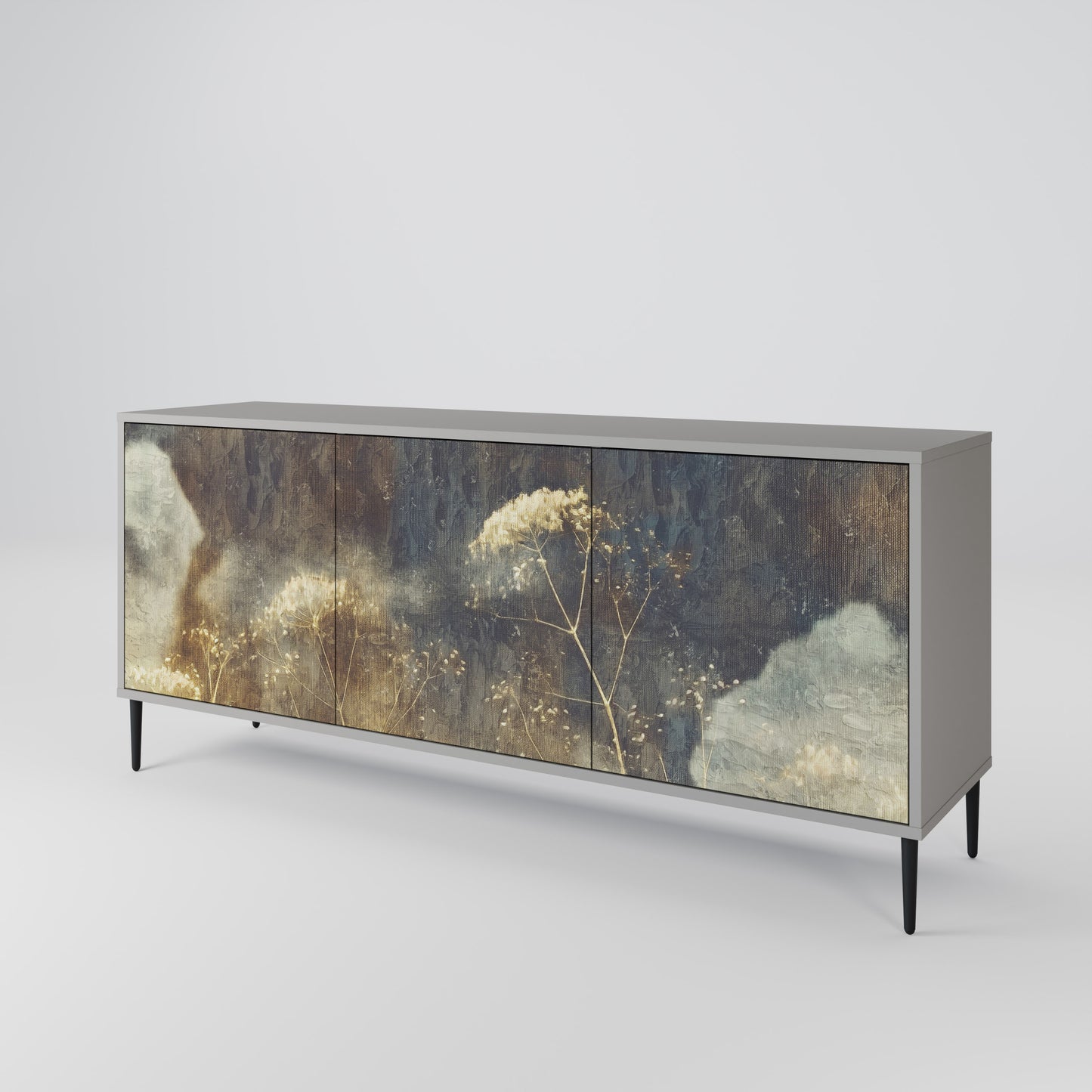 GENTLE POWER 3-Door Sideboard in Grey Finish