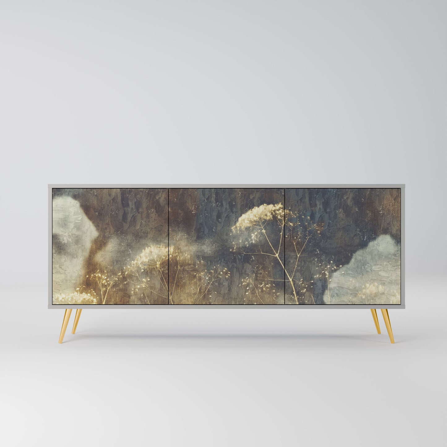 GENTLE POWER 3-Door Sideboard in Grey Finish