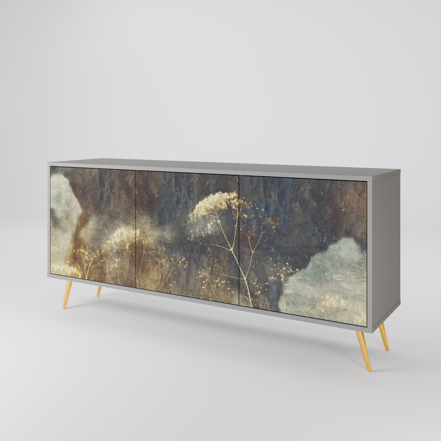 GENTLE POWER 3-Door Sideboard in Grey Finish