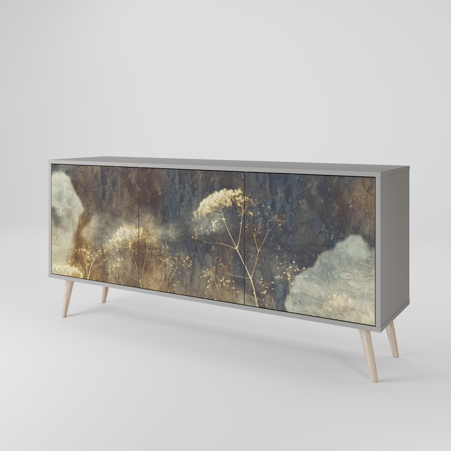 GENTLE POWER 3-Door Sideboard in Grey Finish