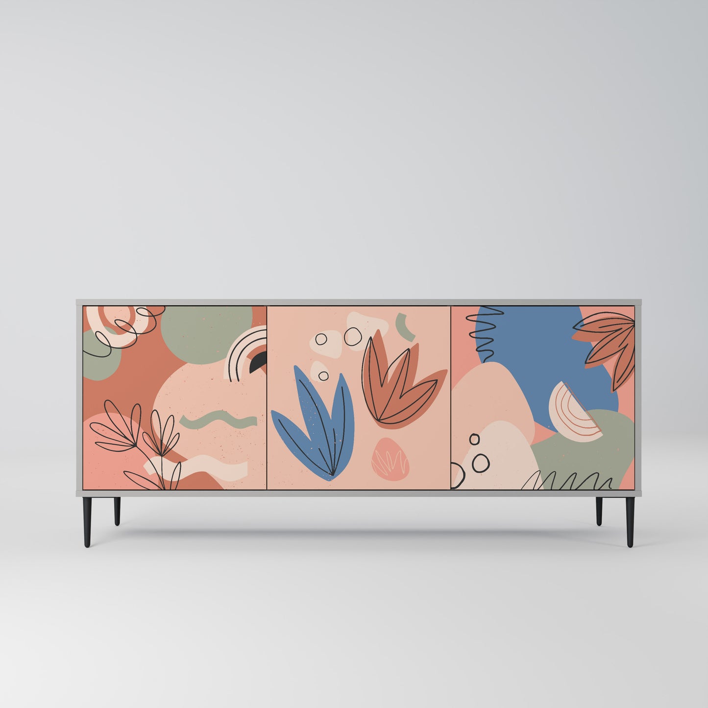 PASTEL DESTINY 3-Door Sideboard in Grey Finish