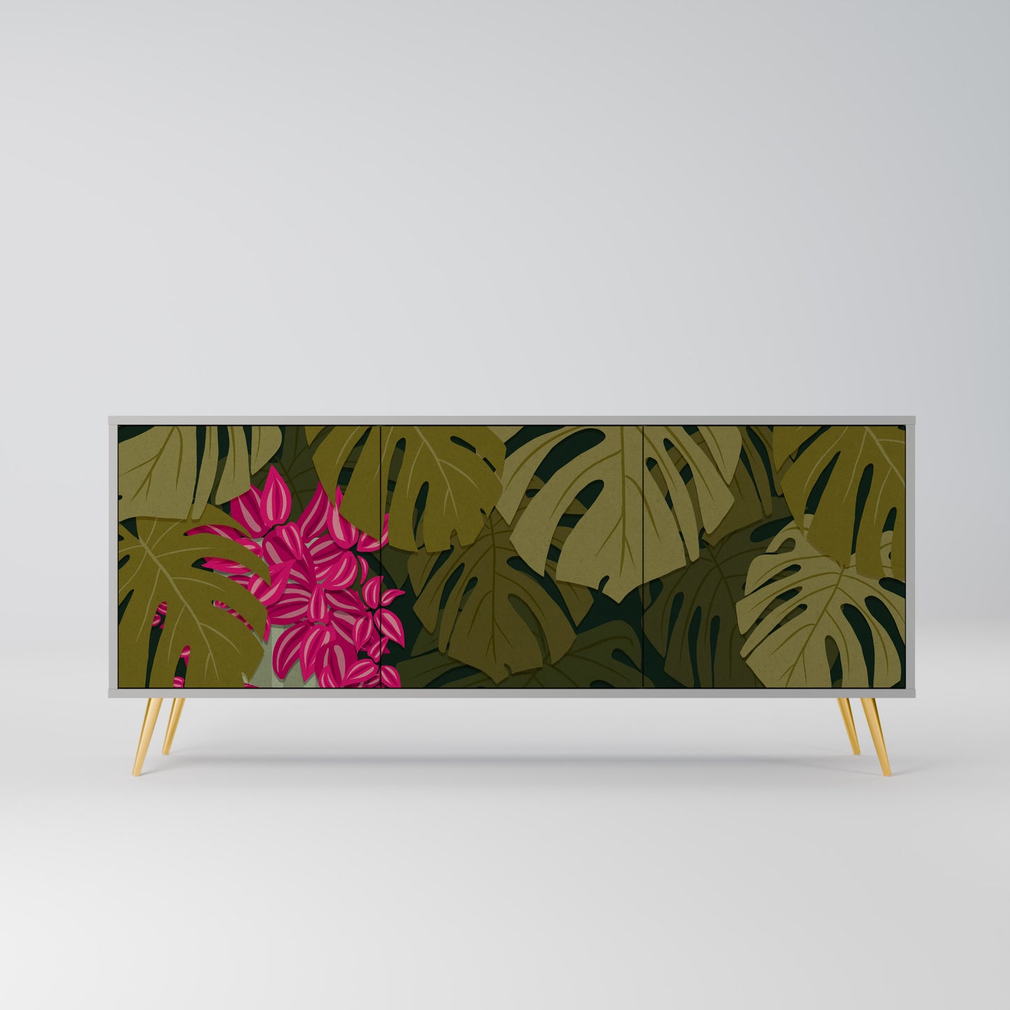 TROPICAL BEAUTY 3-Door Sideboard in Grey Finish