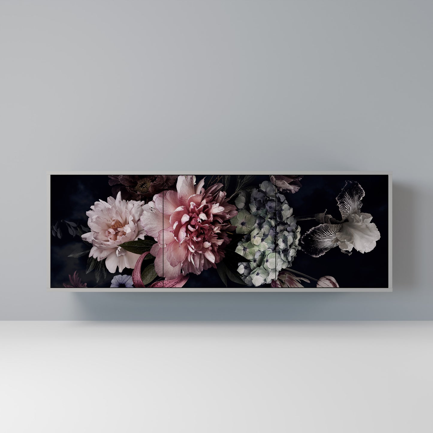 PURE BLOSSOM 3-Door Sideboard in Grey Finish