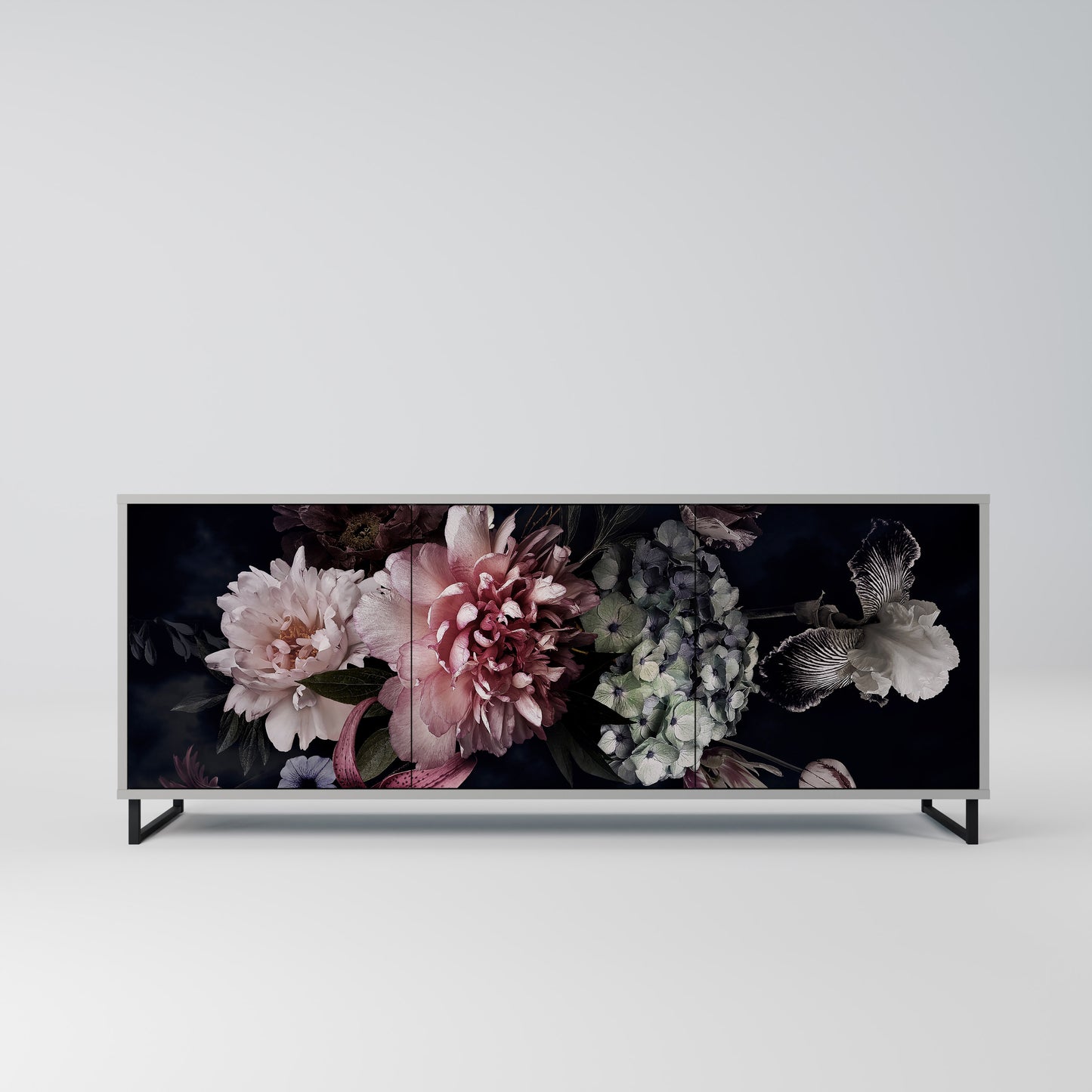PURE BLOSSOM 3-Door Sideboard in Grey Finish