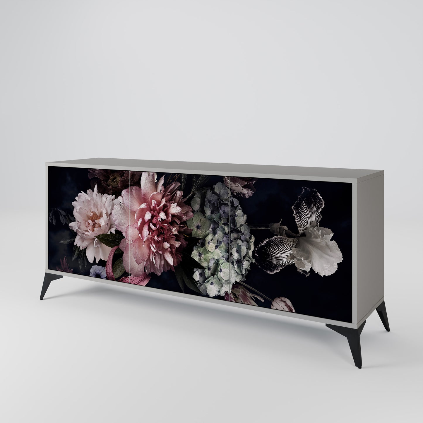 PURE BLOSSOM 3-Door Sideboard in Grey Finish