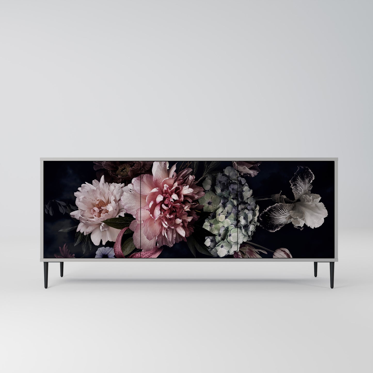 PURE BLOSSOM 3-Door Sideboard in Grey Finish