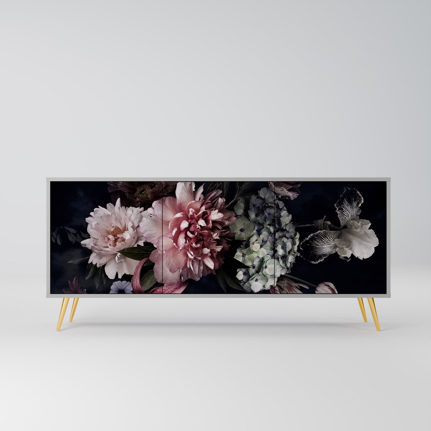 PURE BLOSSOM 3-Door Sideboard in Grey Finish