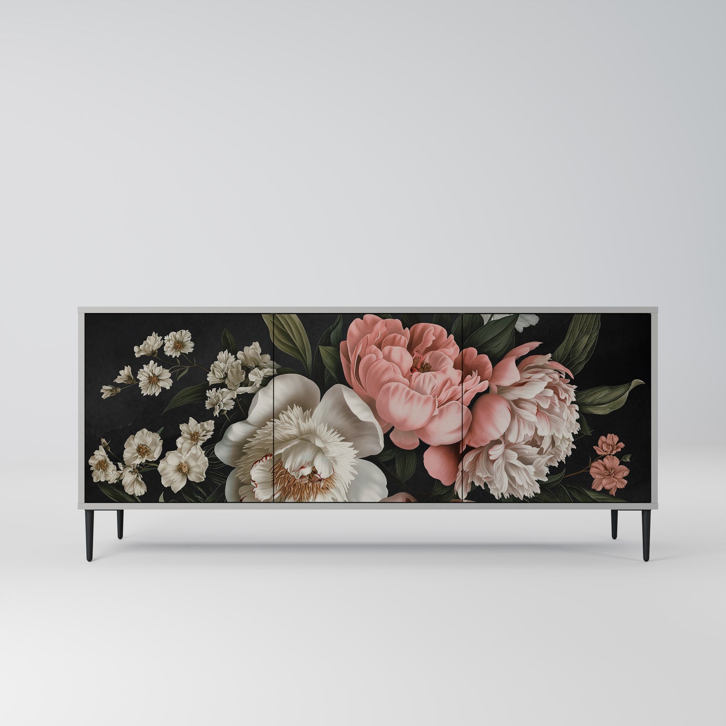 LUSH ELEGANCE 3-Door Sideboard in Grey Finish