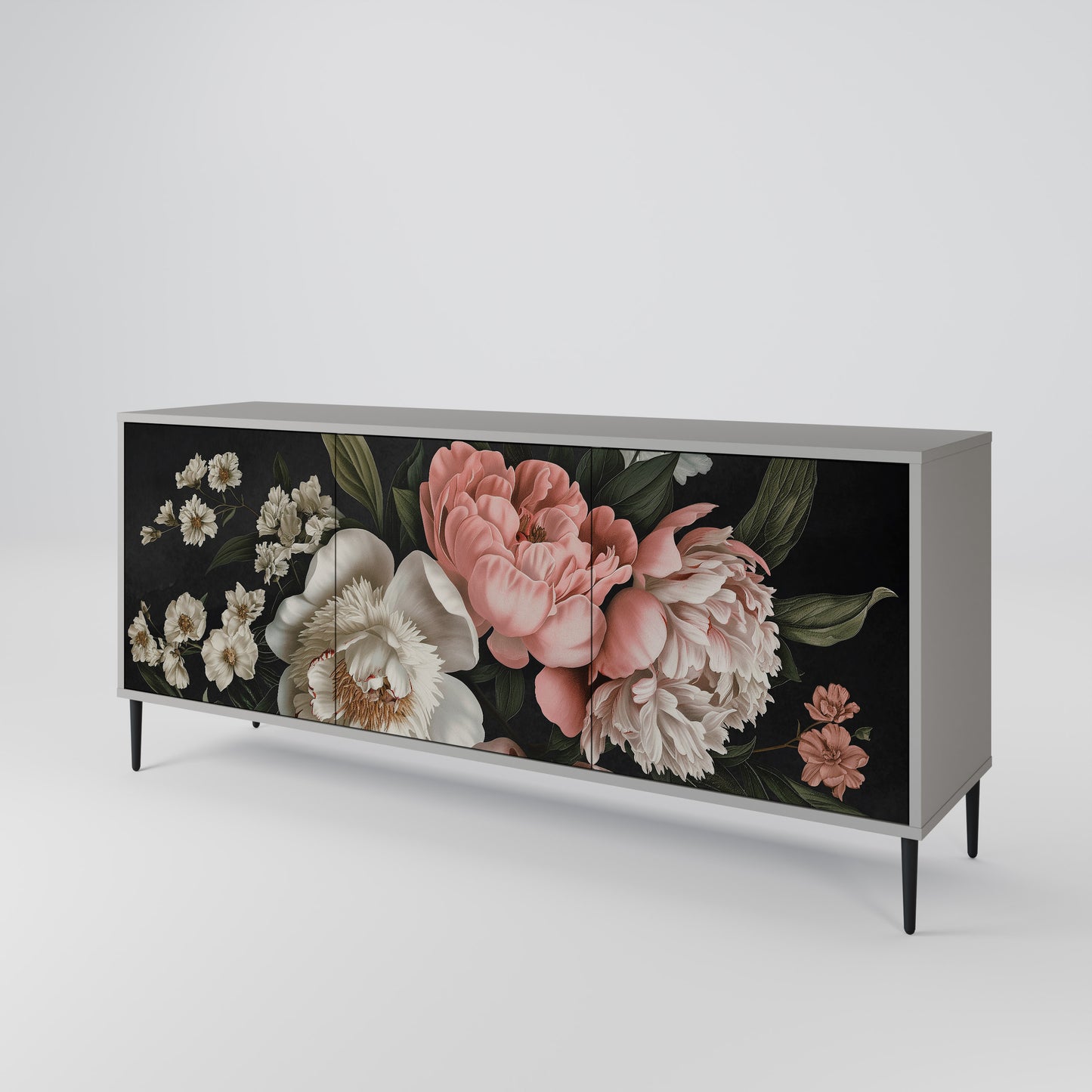 LUSH ELEGANCE 3-Door Sideboard in Grey Finish