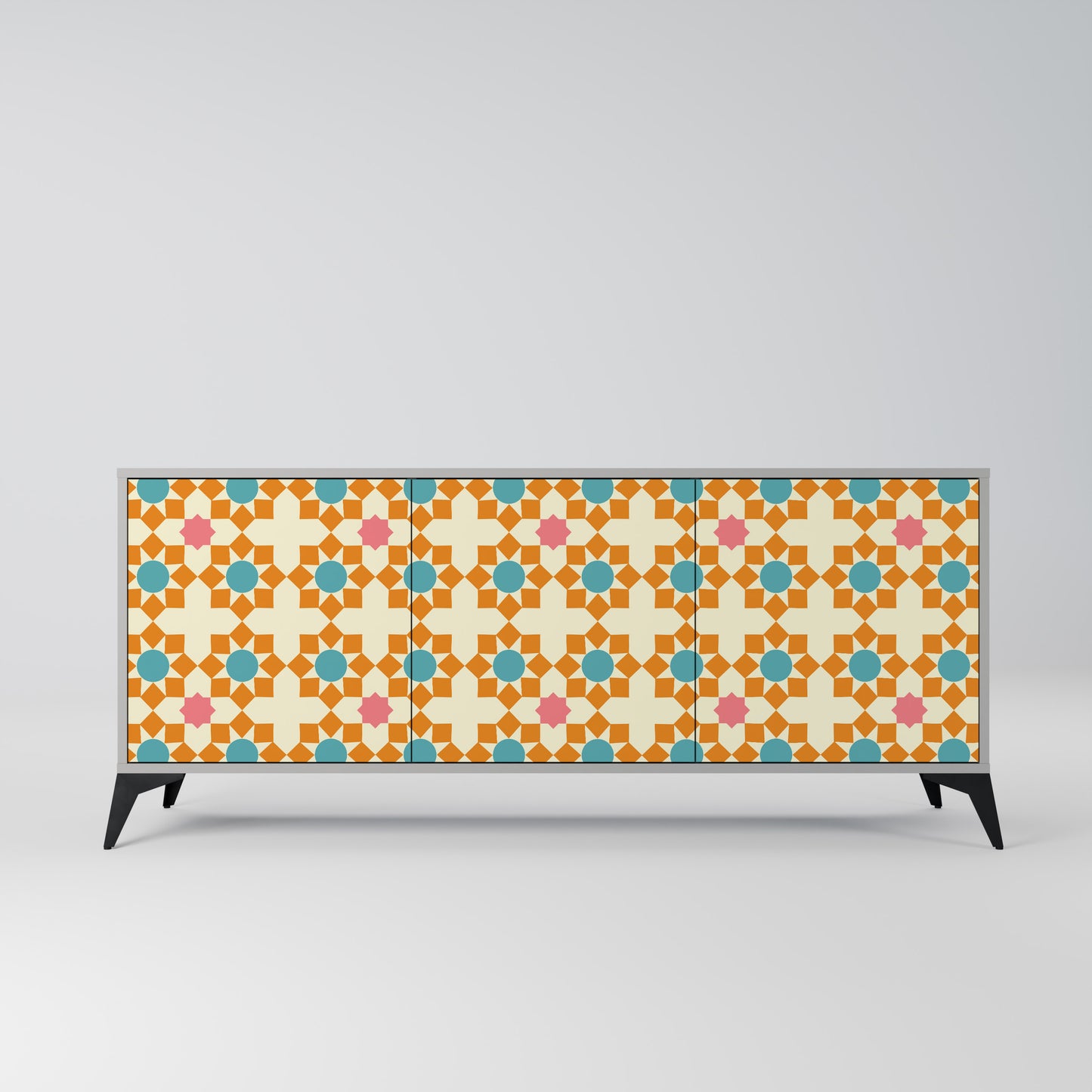 FLORAL DECOR 3-Door Sideboard in Grey Finish