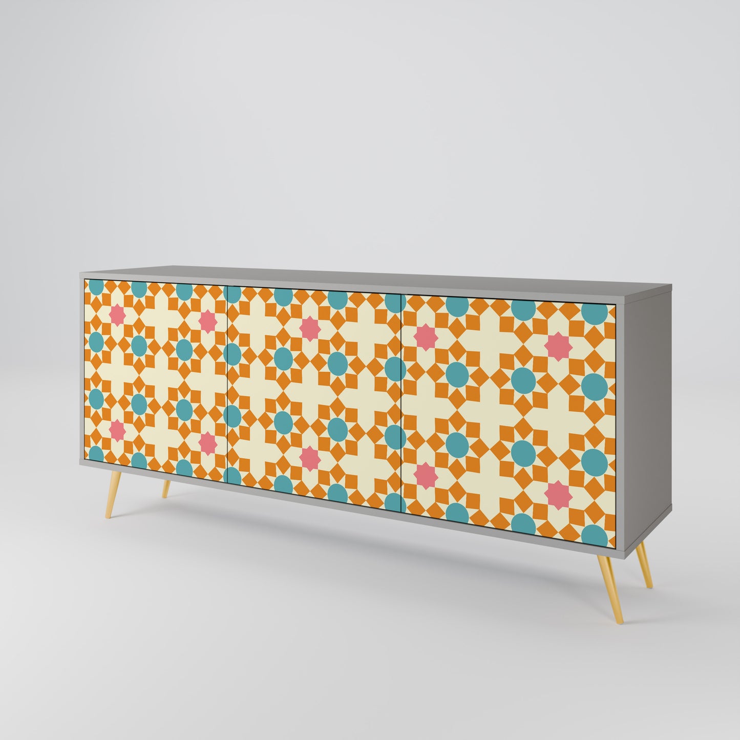 FLORAL DECOR 3-Door Sideboard in Grey Finish