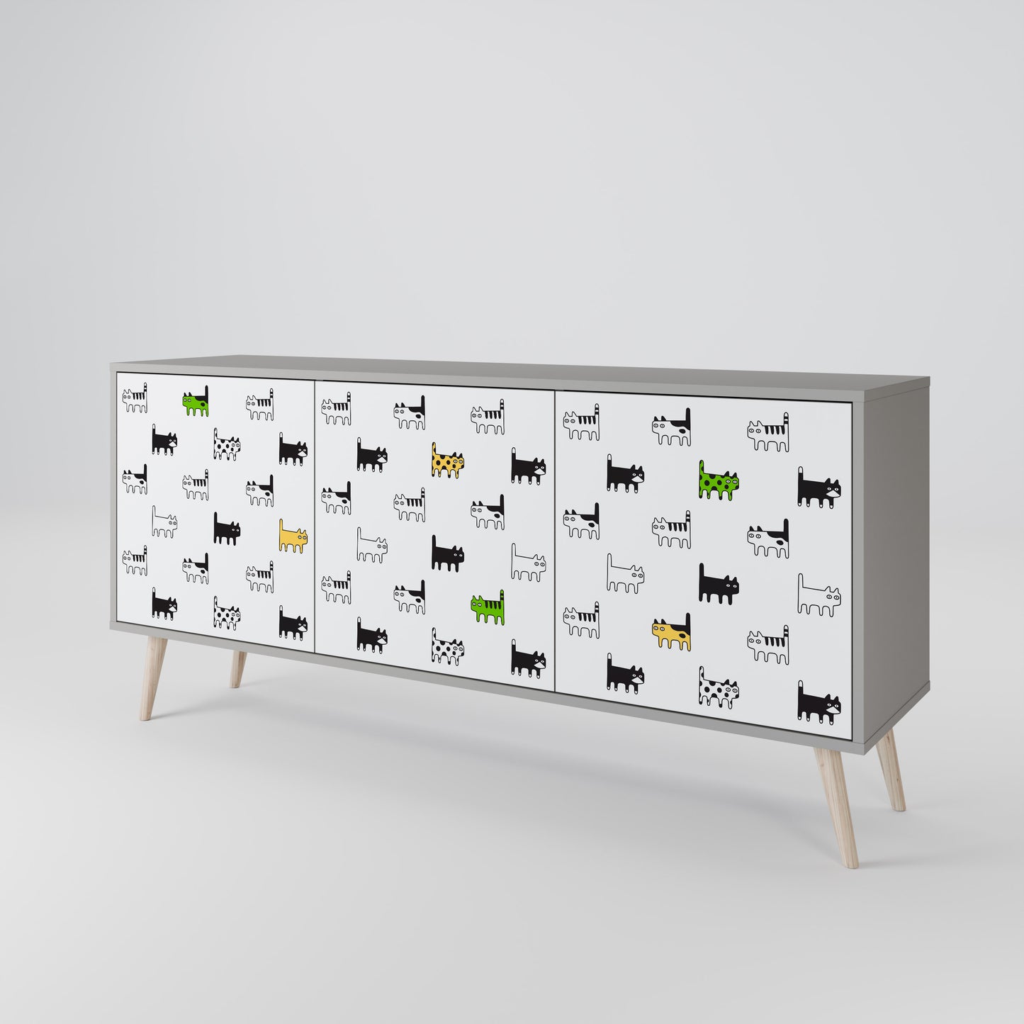CATS COMPILATION 3-Door Sideboard in Grey Finish