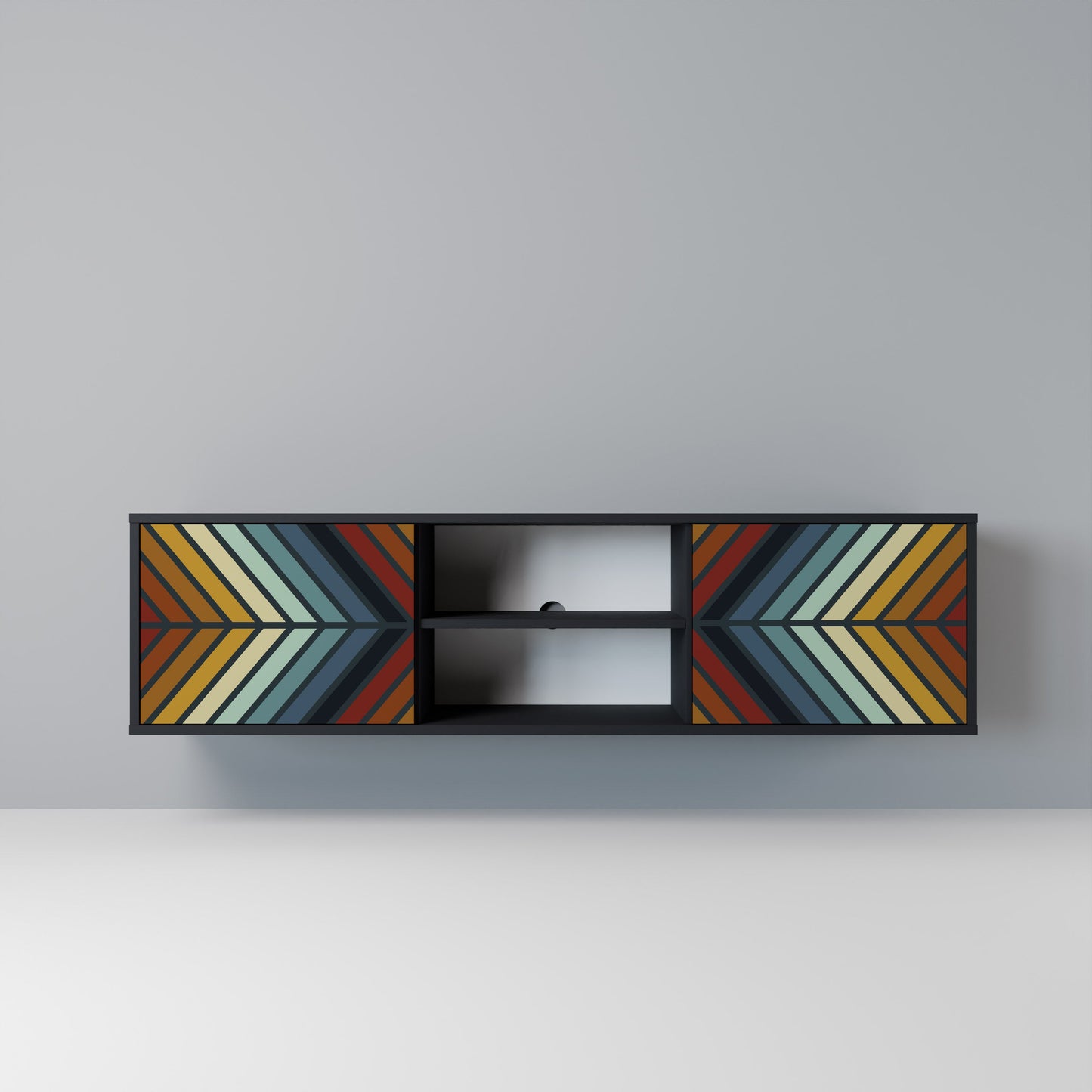 INDIGENOUS ZIGZAG 2-Door TV Stand in Black Finish