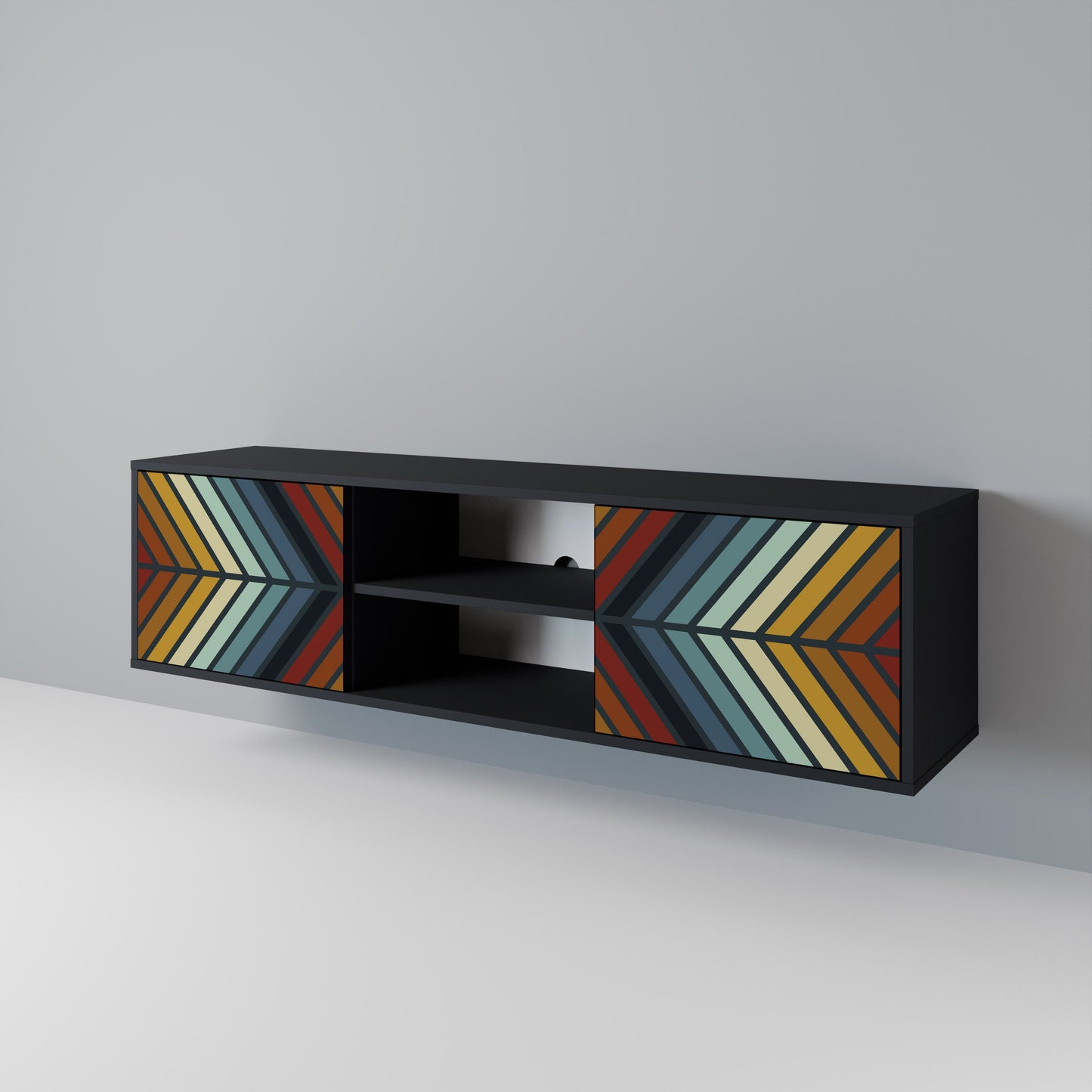 INDIGENOUS ZIGZAG 2-Door TV Stand in Black Finish