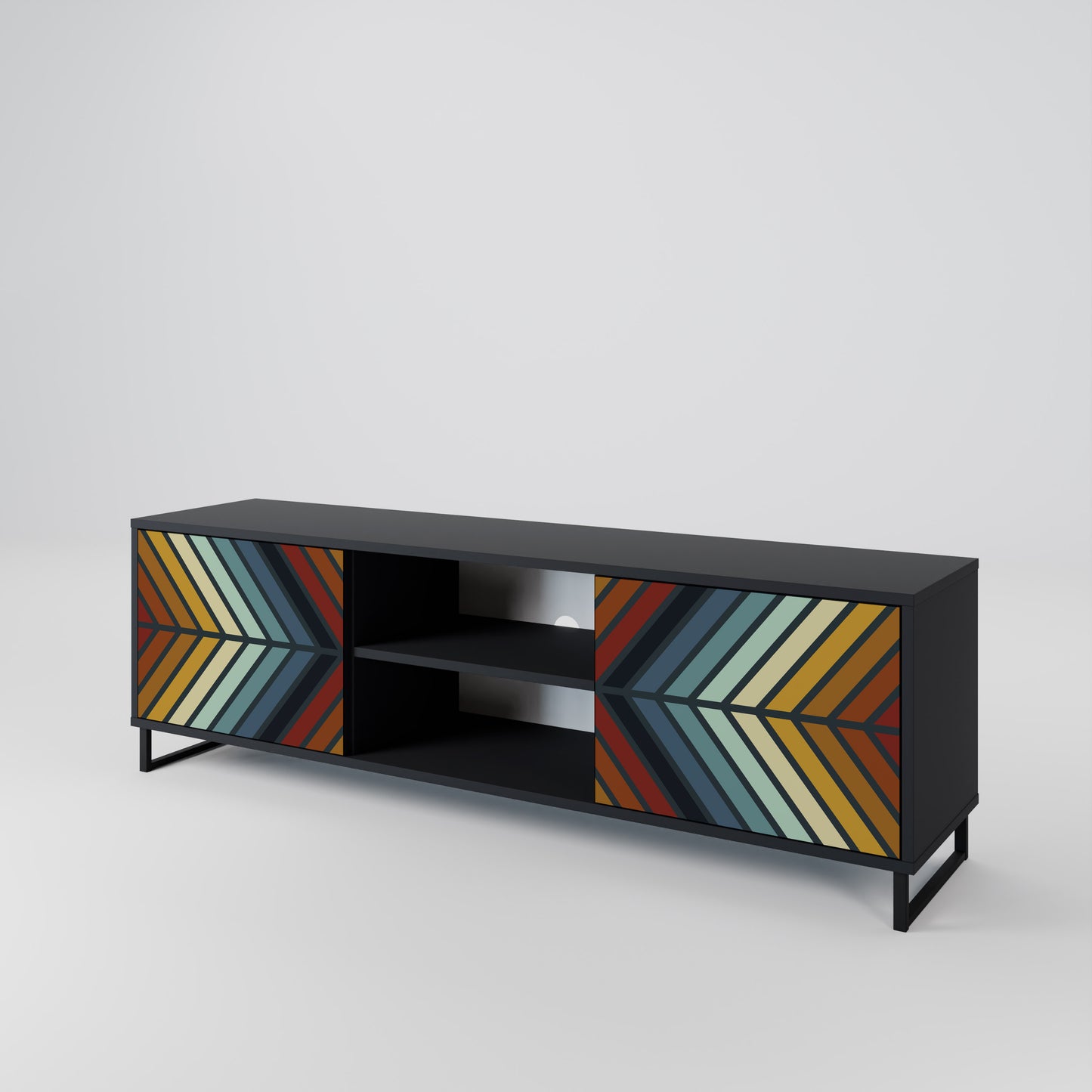 INDIGENOUS ZIGZAG 2-Door TV Stand in Black Finish