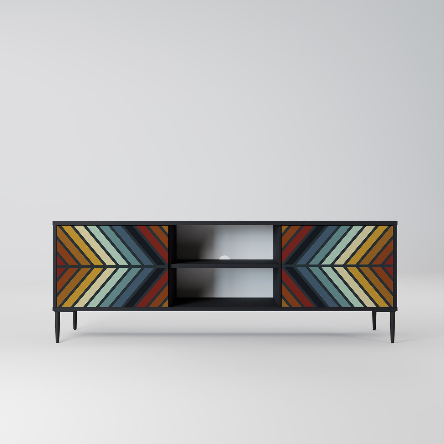 INDIGENOUS ZIGZAG 2-Door TV Stand in Black Finish