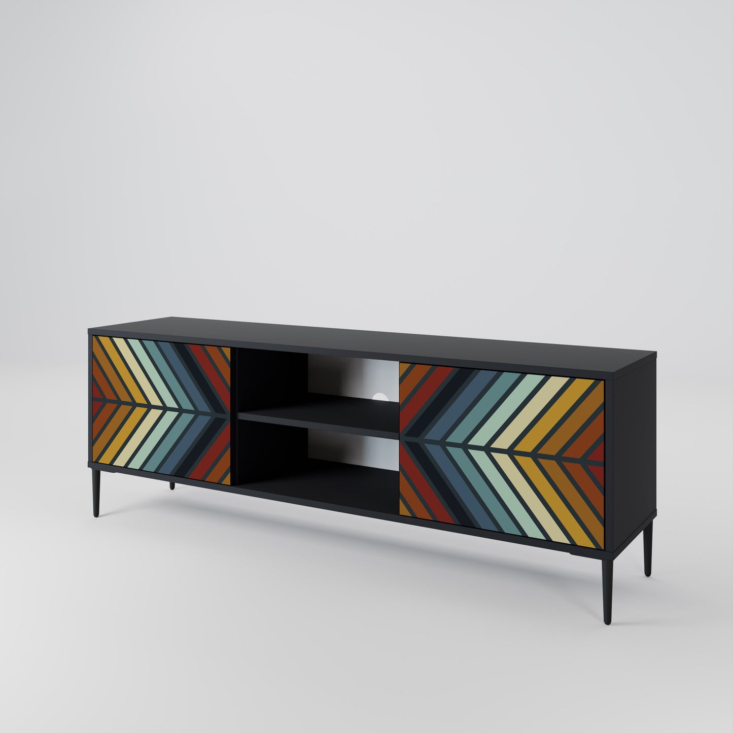 INDIGENOUS ZIGZAG 2-Door TV Stand in Black Finish
