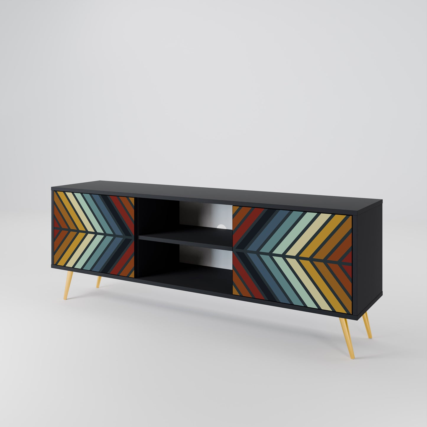 INDIGENOUS ZIGZAG 2-Door TV Stand in Black Finish