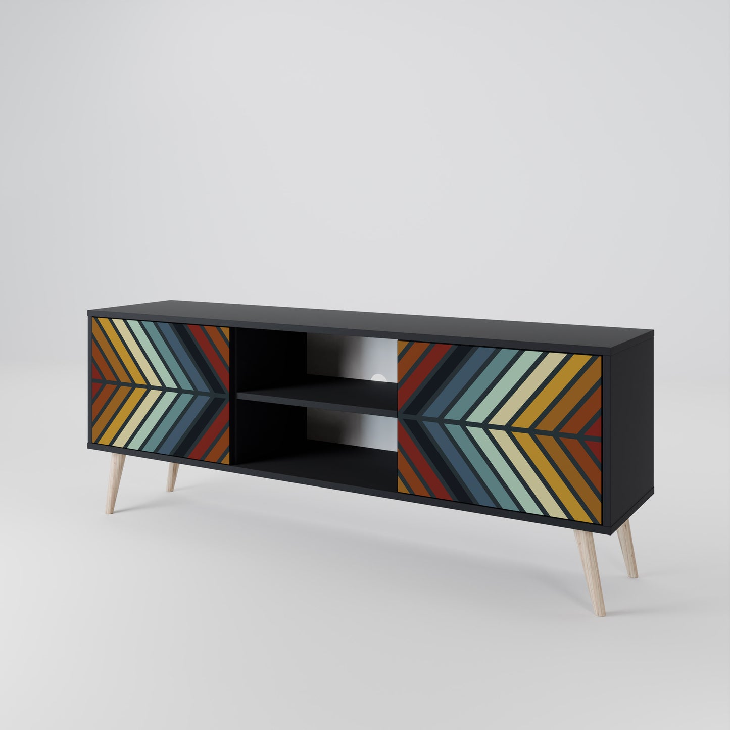 INDIGENOUS ZIGZAG 2-Door TV Stand in Black Finish