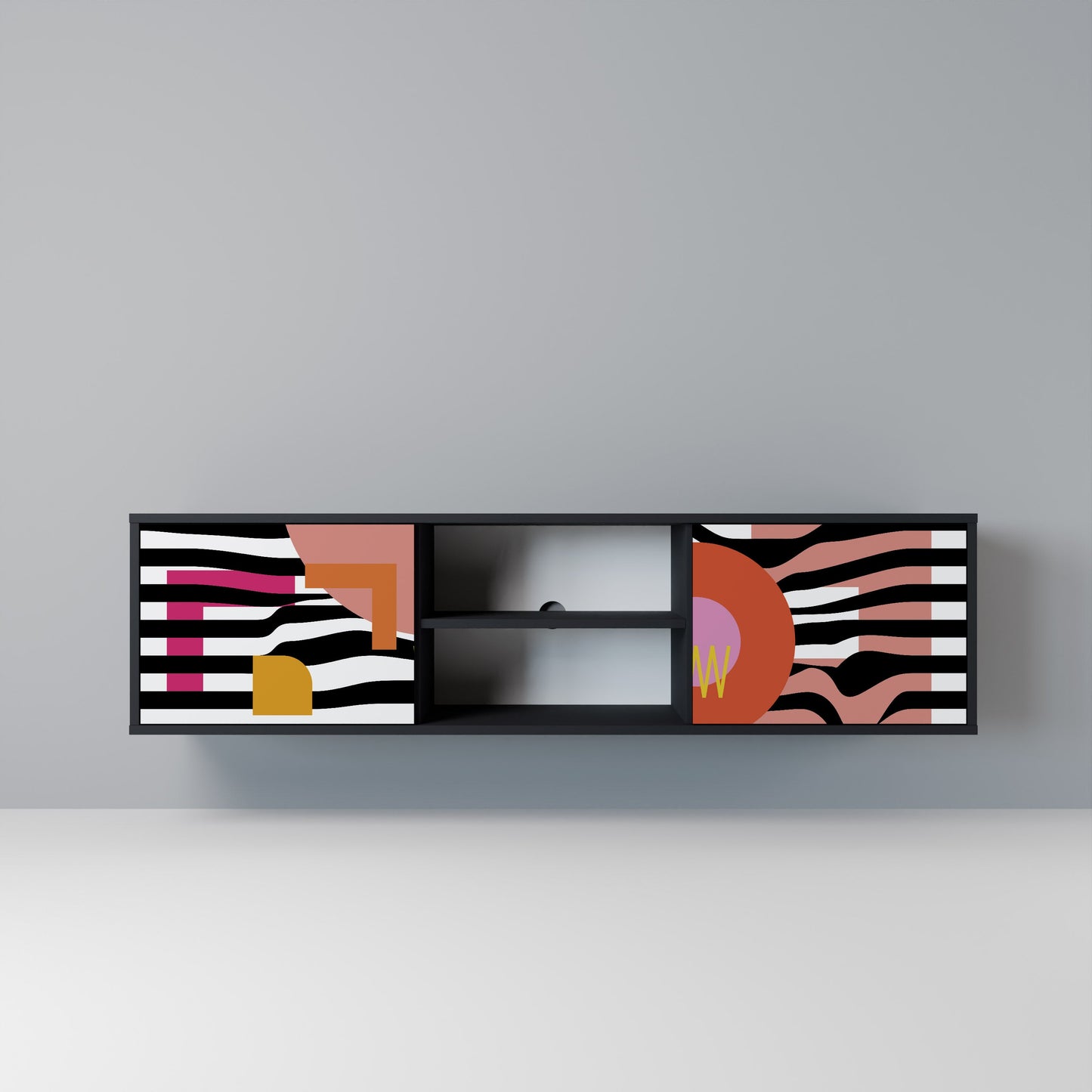CHROMATIC ABSTRACT 2-dörrars TV-bänk i svart finish