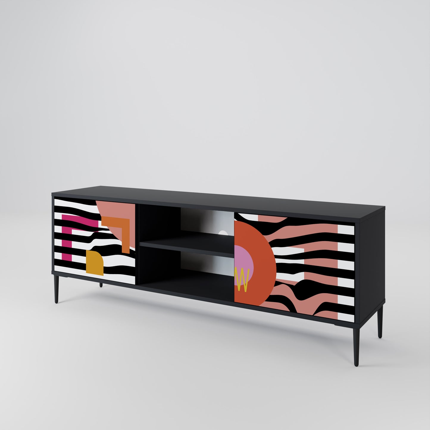 CHROMATIC ABSTRACT 2-Door TV Stand in Black Finish