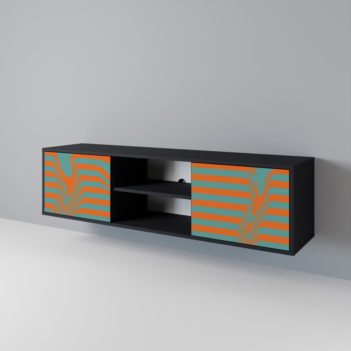 LINE COLLAPSE 2-Door TV Stand in Black Finish