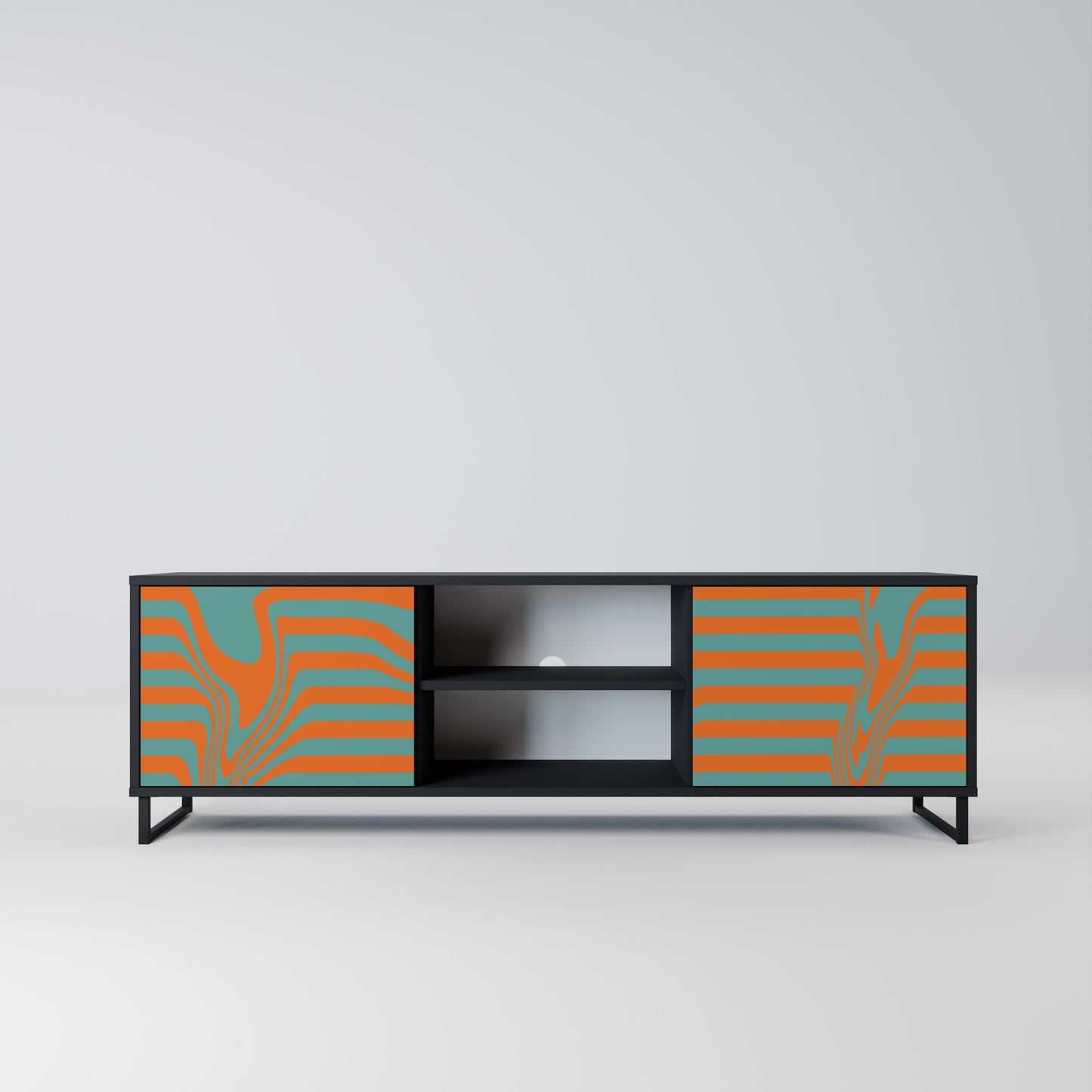 LINE COLLAPSE 2-Door TV Stand in Black Finish