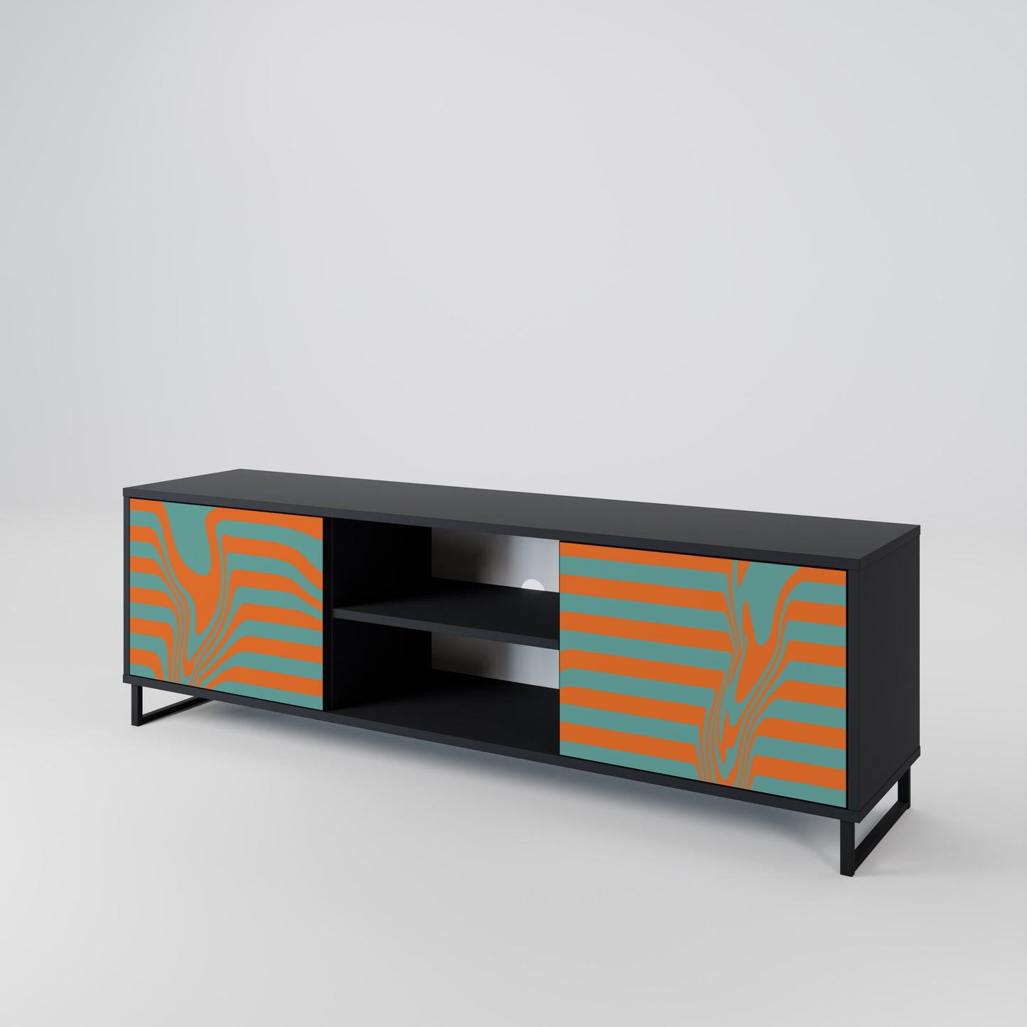 LINE COLLAPSE 2-Door TV Stand in Black Finish