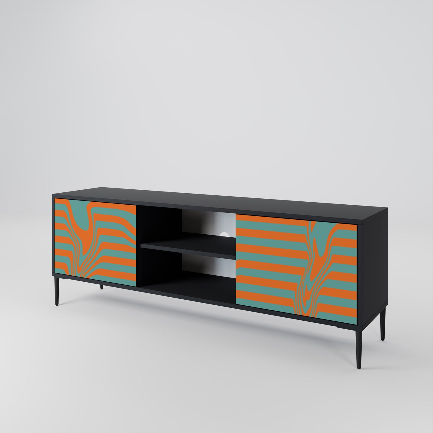 LINE COLLAPSE 2-Door TV Stand in Black Finish