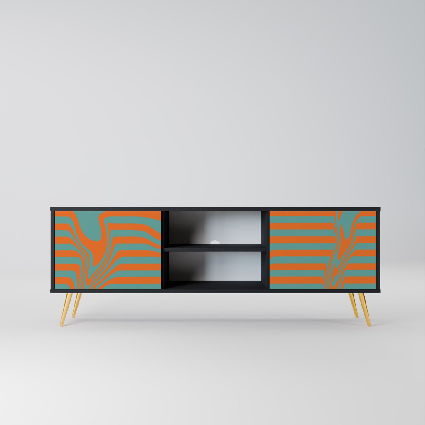 LINE COLLAPSE 2-Door TV Stand in Black Finish