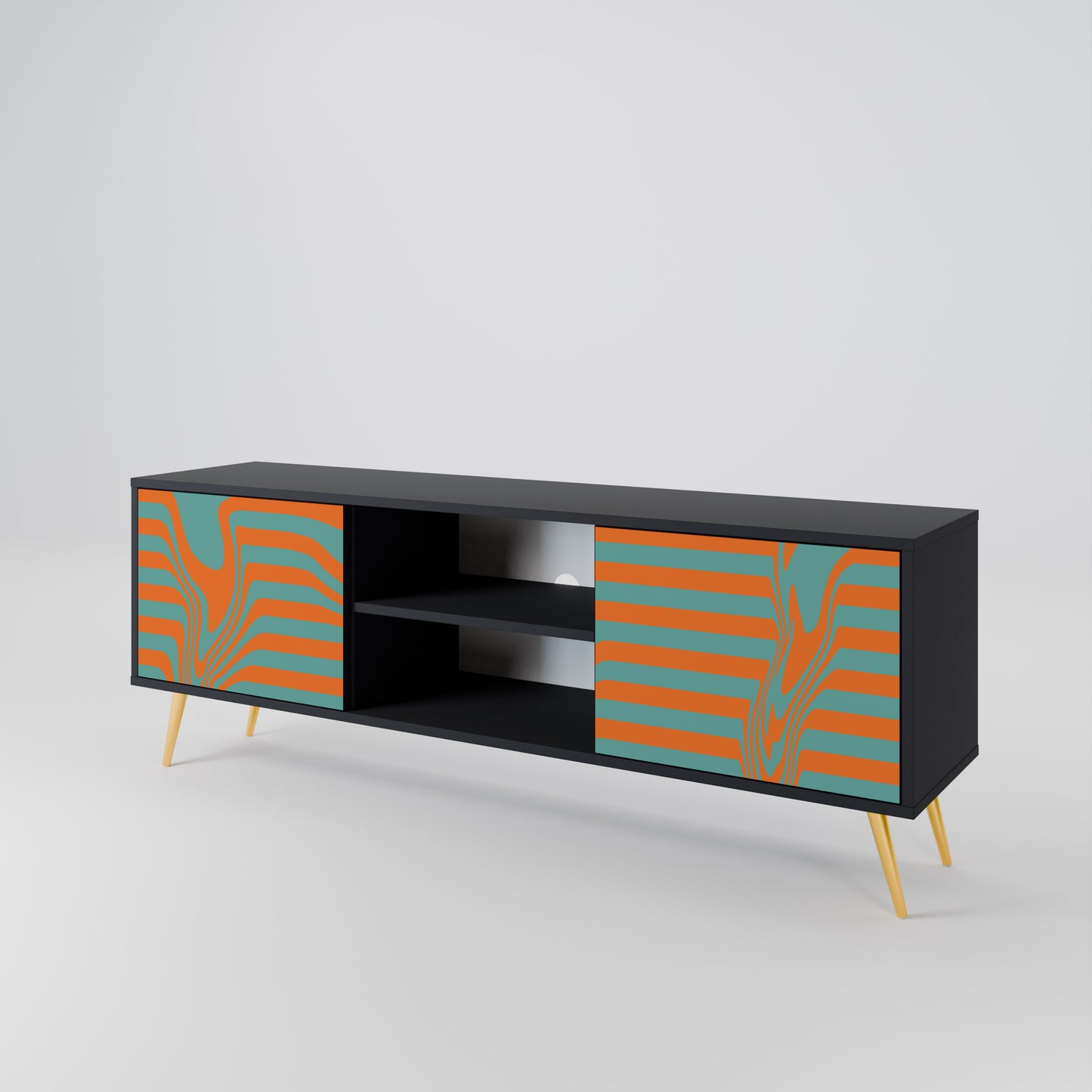 LINE COLLAPSE 2-Door TV Stand in Black Finish