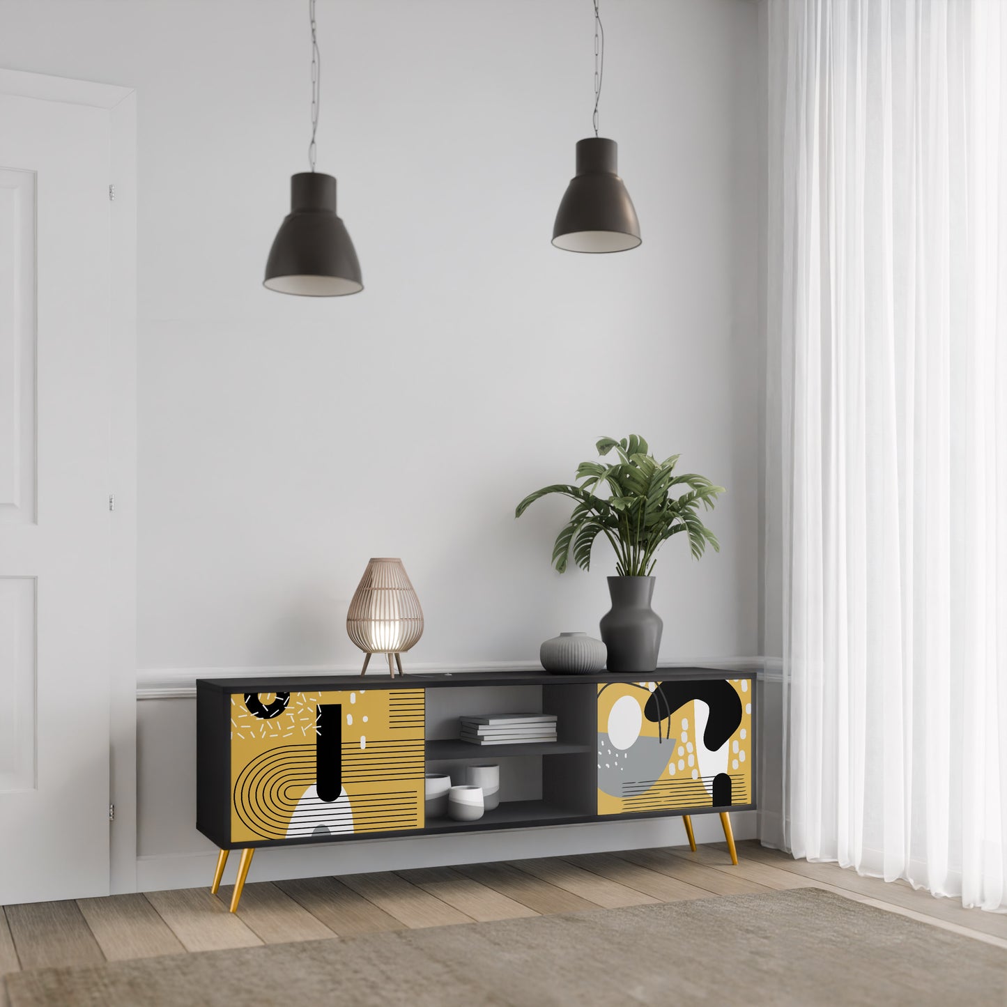 SHAPESHIFT SYMPHONY 2-Door TV Stand in Black Finish