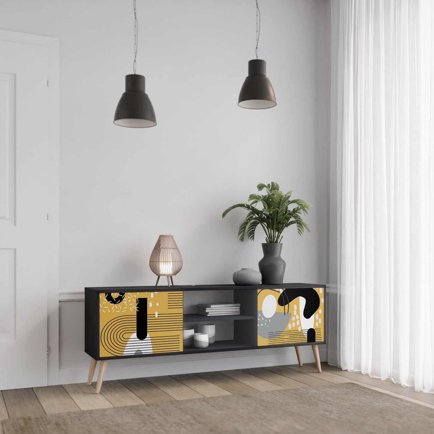 SHAPESHIFT SYMPHONY 2-Door TV Stand in Black Finish