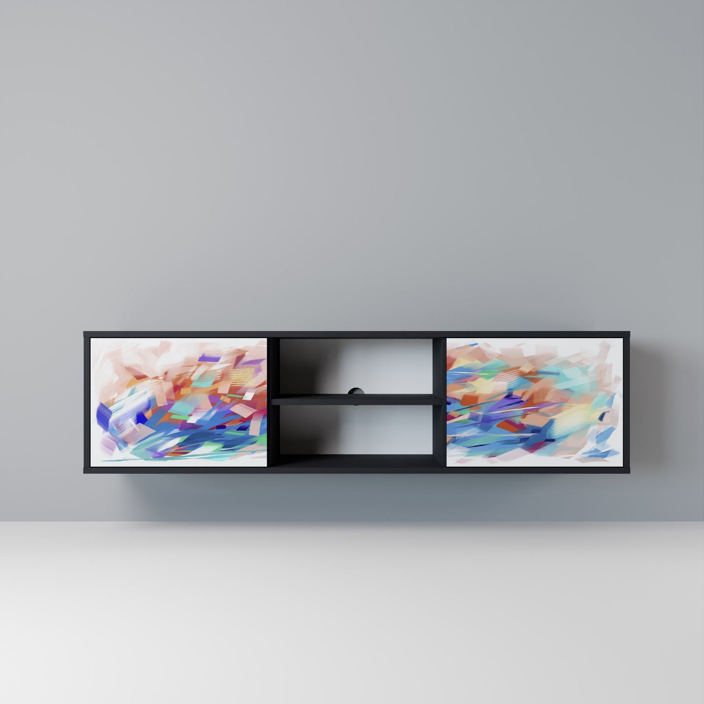 FINESSE MASH-UP 2-Door TV Stand in Black Finish