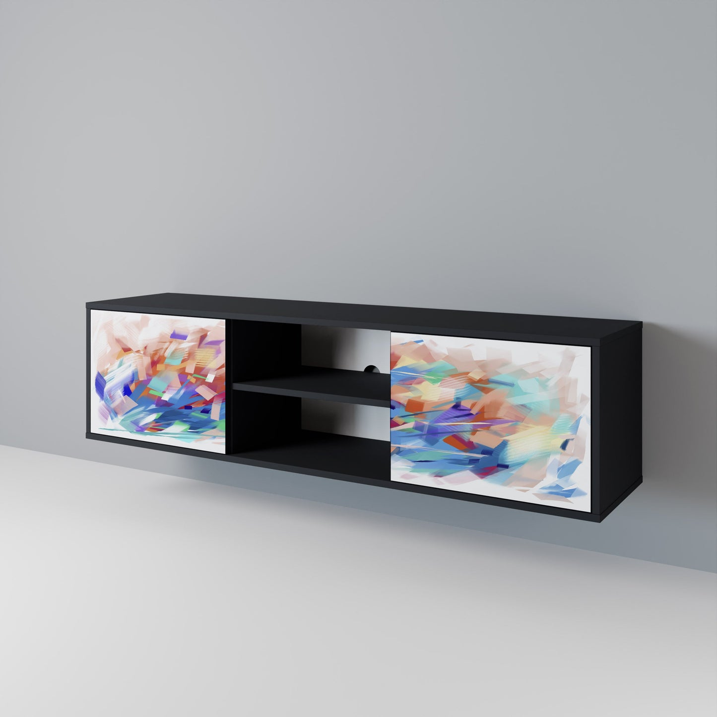 FINESSE MASH-UP 2-Door TV Stand in Black Finish