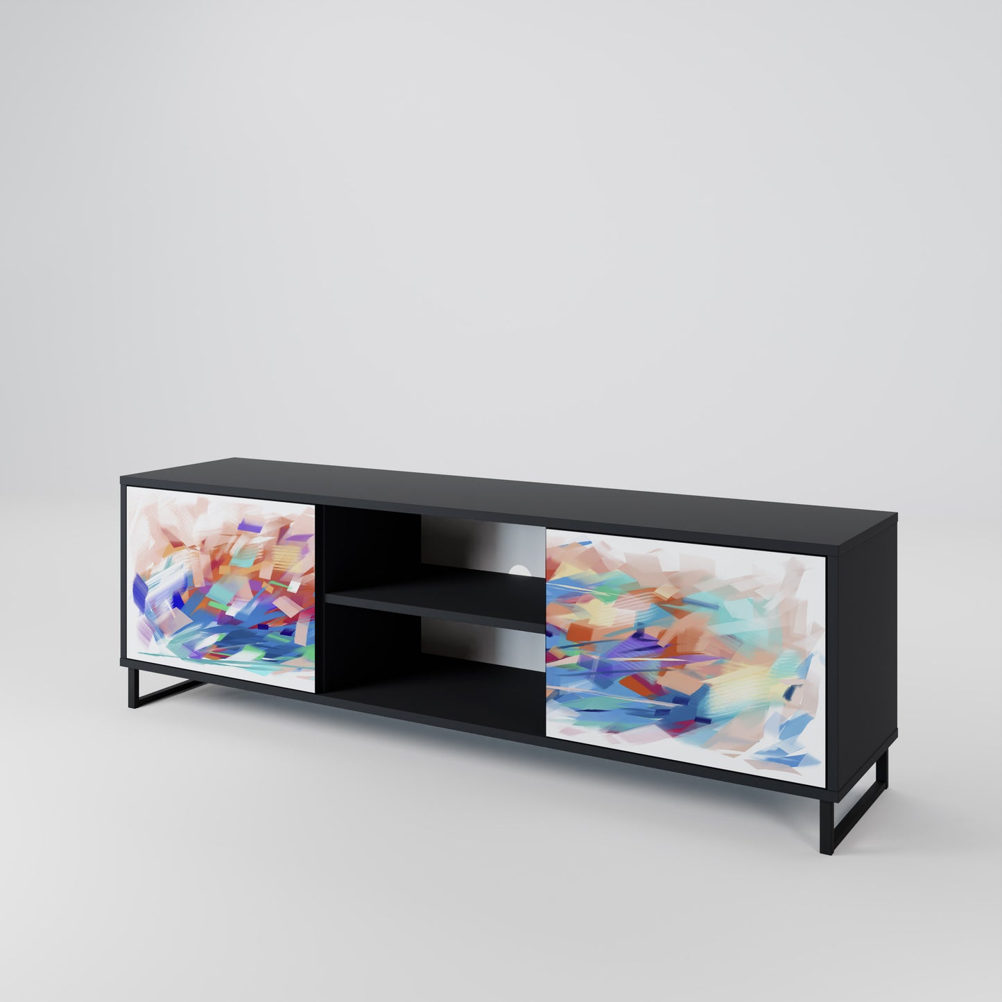 FINESSE MASH-UP 2-Door TV Stand in Black Finish