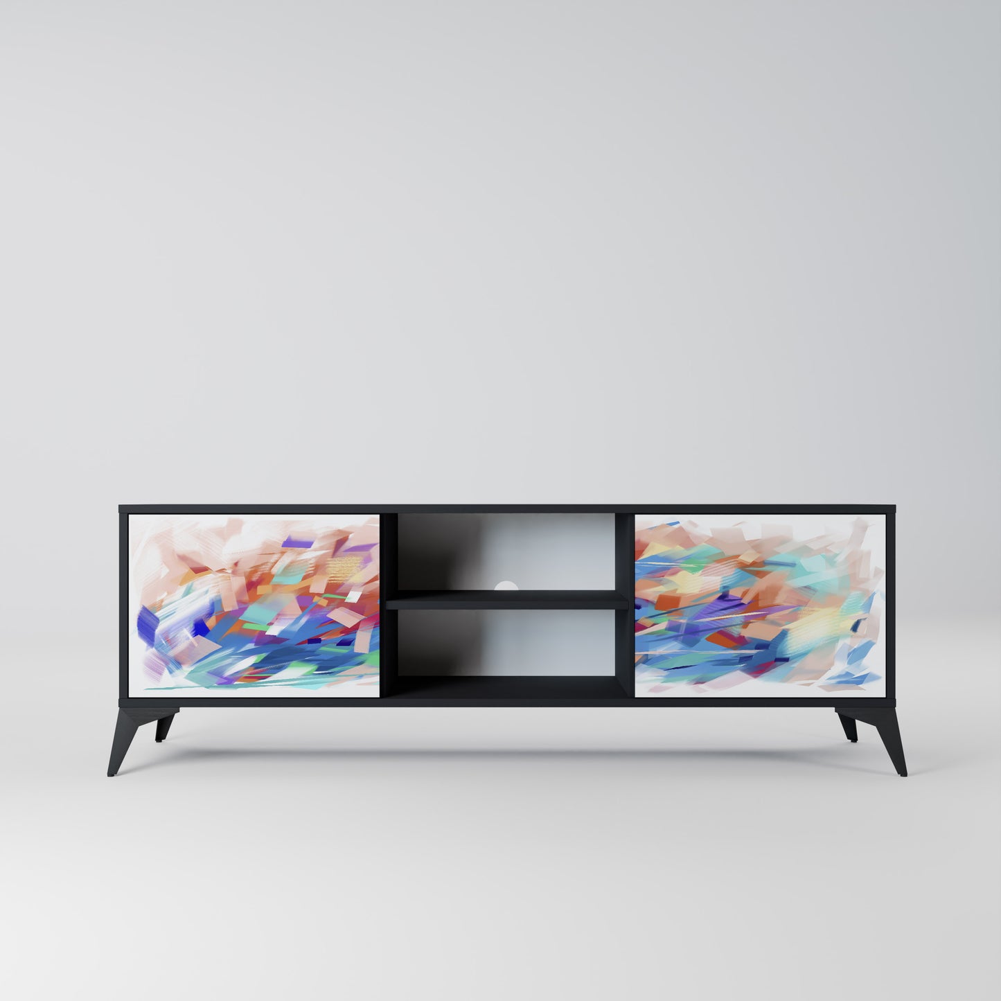 FINESSE MASH-UP 2-Door TV Stand in Black Finish