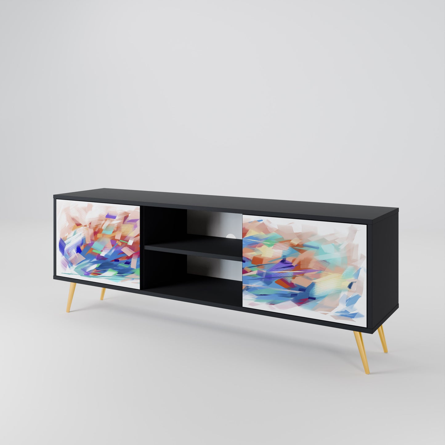 FINESSE MASH-UP 2-Door TV Stand in Black Finish