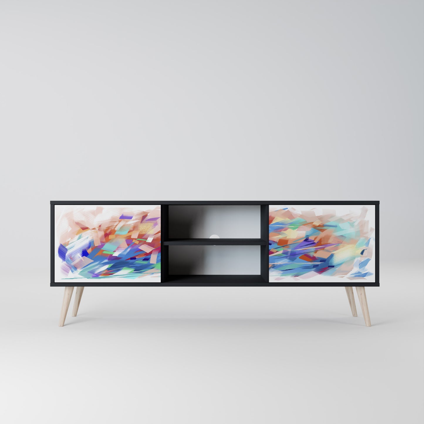 FINESSE MASH-UP 2-Door TV Stand in Black Finish